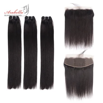 

Super Double Drawn Straight Hair Bundles With 13*4 Lace Frontal Arabella Vrigin Hair Natural Color 100% Human Hair Weave Bundles