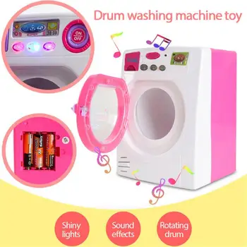 

Simulation Mini Small Home Appliance Pretend Toy Washing Machine Light Sound Effect Automatic Drain Rotating Drum toys for gifts