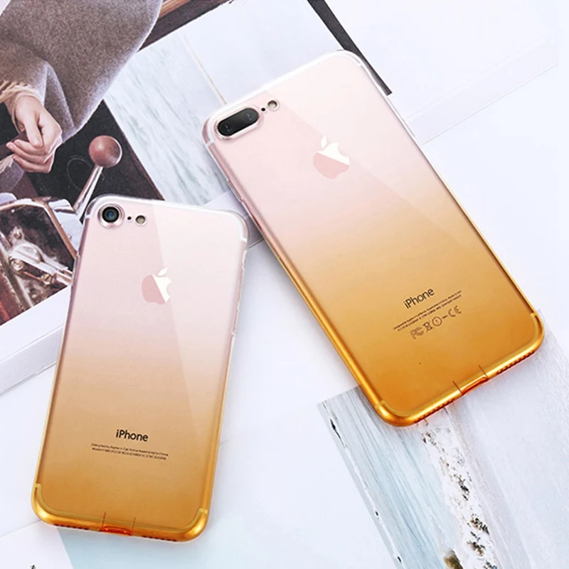 Прозрачный градиентный фиолетовый чехол для телефона IPhone 8 7 6 6S Plus 8P ультратонкий