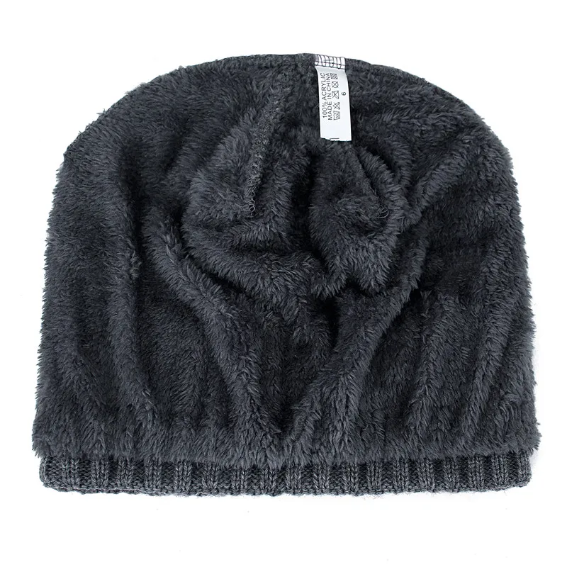 Hot Sale Unisex Warm Winter Hat Jeans Label Stylish Plush Fur Lined Soft Beanie Hat Thick Winter Hats For Women Men Knitted Hat