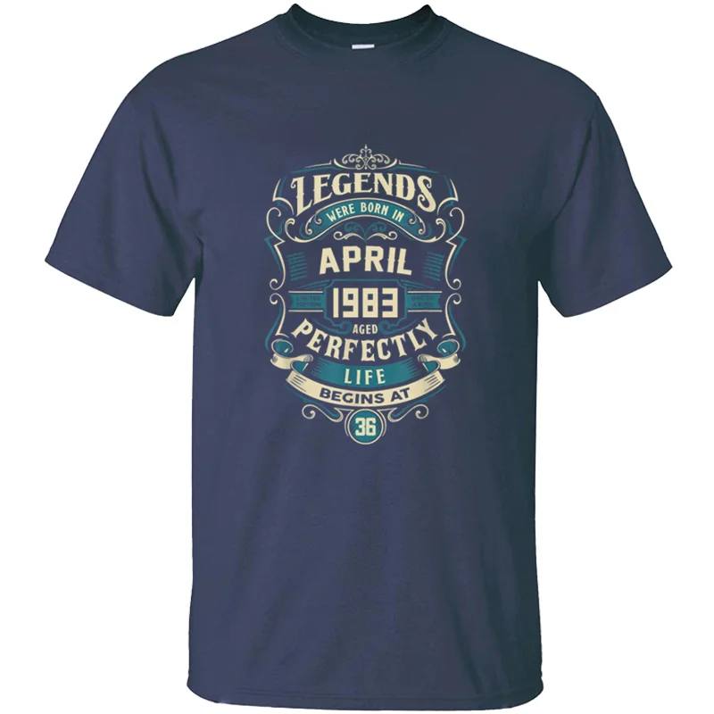 Create Summer Retro Vintage April 1983 Birthday T-Shirt Letter O Neck Harajuku Men's Tshirts Short-Sleeve Top Quality | Мужская