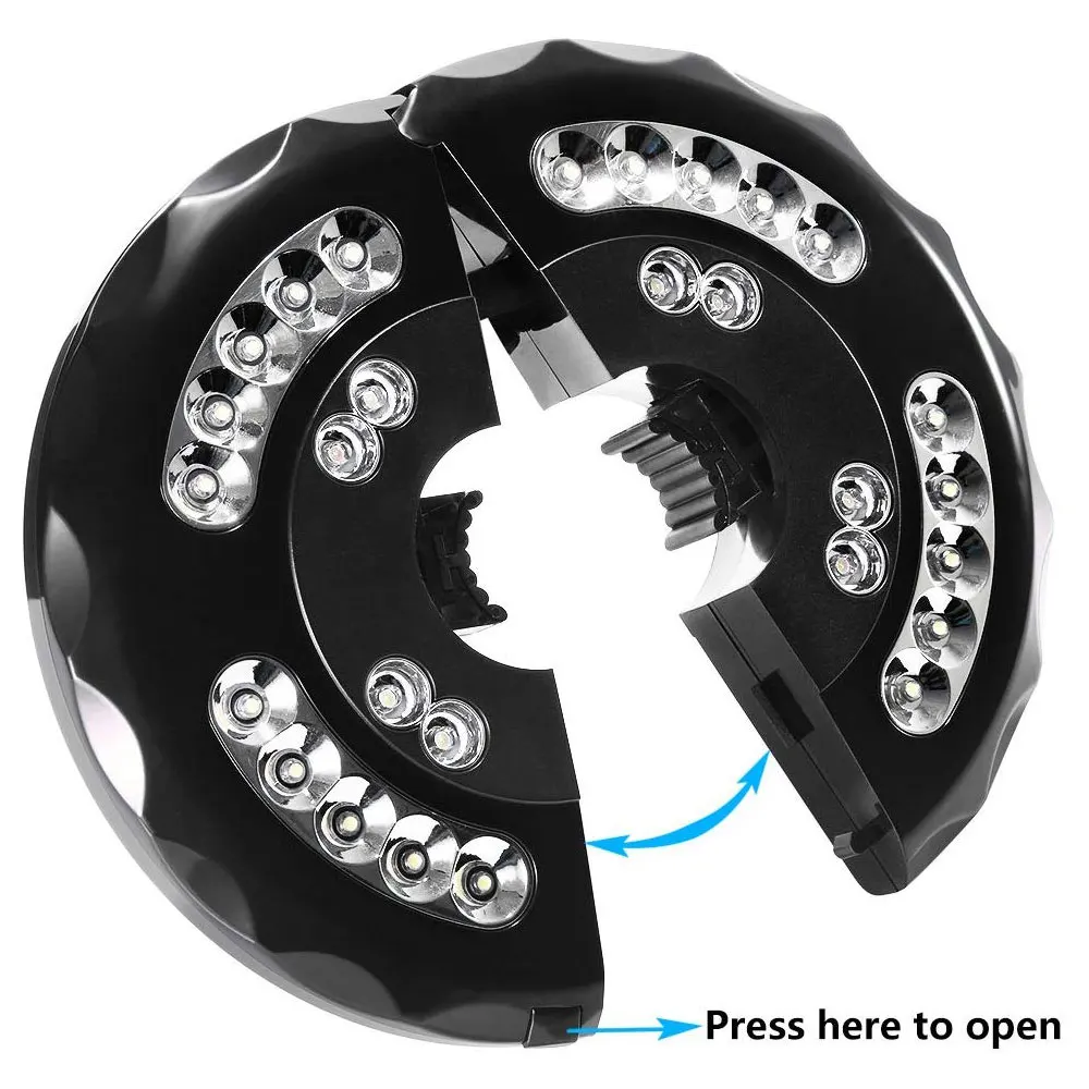 400LM Patio Umbrella Lights Rechargeable 28 LEDs 2 Level Dimming Switch Cordless Umbrella Pole Light for Camping Tents Balcony