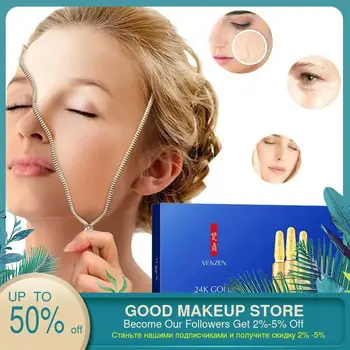 

7pcs/lot 2ml Moisturizing Firming Gold 24K Hyaluronic Acid Ampoule Moisturizing Brightening Skin Anti-Age