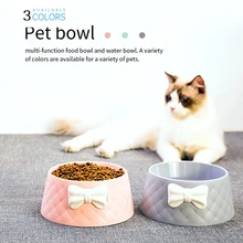 Pet Bow-Knot Plastic Bowls Anti-knock Over Dog Cat Drinking Dish Feeder Kitten And Puppy Supplies Comedero Perro