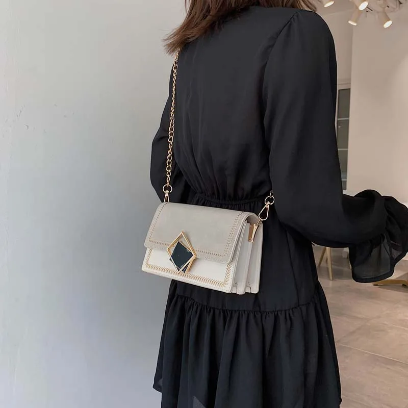 

Ins Summer Casual Wild Small Square Bag Female New 2020 Frosted Chain Small Fashion Shoulder Messenger Crossbody Bags for Women