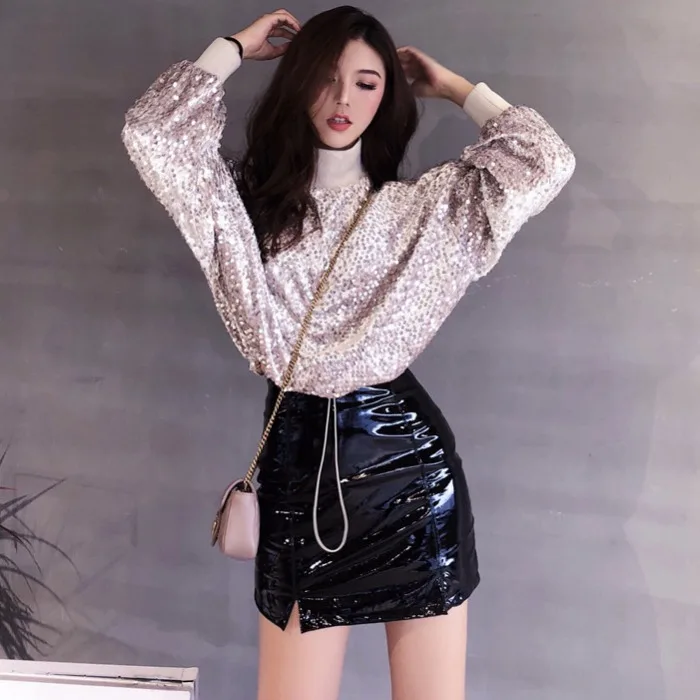 WHITNEY WANG осень зима модная уличная одежда Bling Sequins Толстовка Женская стильная толстовка пуловер
