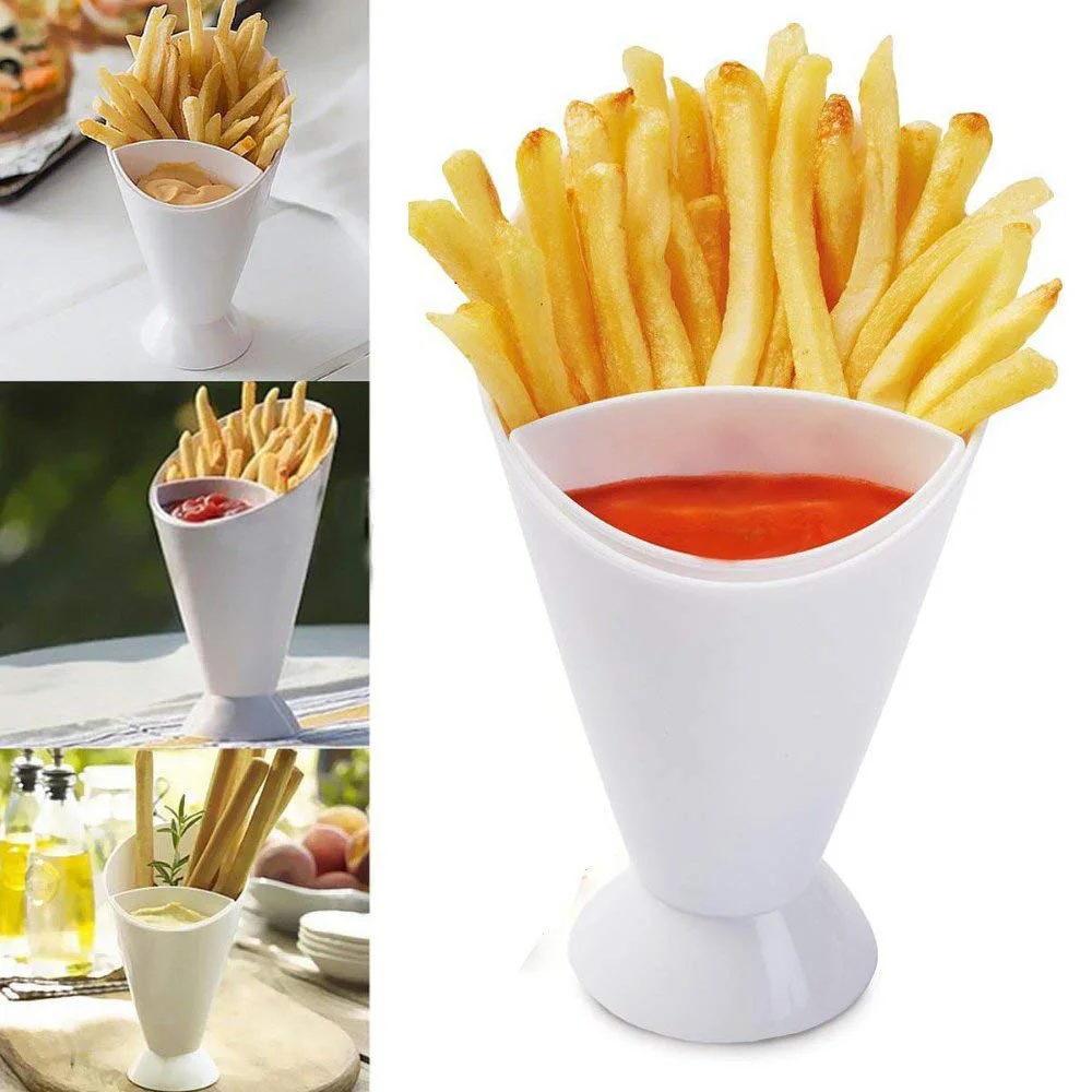 2Pcs/Set Plastic Plates Sauce Dish Plates Seasoned Fry Chips Salad Dipping Cup