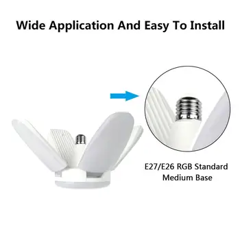 

Led Folding Four-leaf Bulb Deformable Lights E27 80W Garage Ceiling LED Lights Home Lighting Ultra Bright Warehouse Industrial