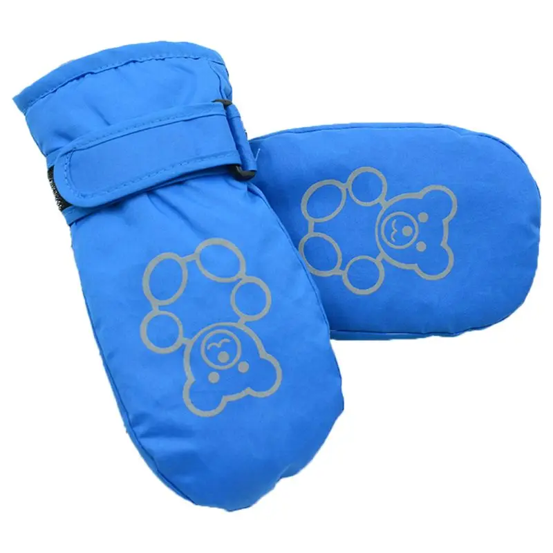 Легкие и тонкие Детские Водонепроницаемые Нескользящие теплые перчатки с рисунком из мультфильма Детские Зимние Лыжные рукавицы - Цвет: Blue-L