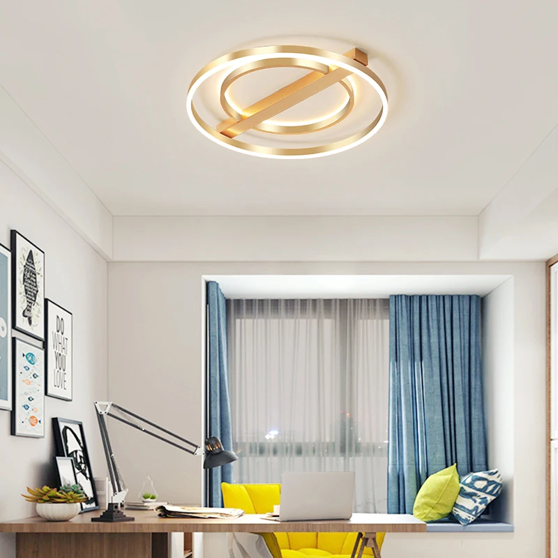 

Modern LED Ceiling lights for living room Bedroom study room Luminaire plafonnier Gold finished round Square ceiling lamp