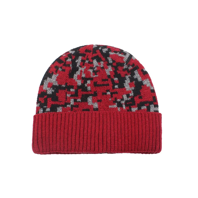 Мужские зимние вязаные шапочки Skullies камуфляжная набивная теплая ветрозащитная уличная модная шапка