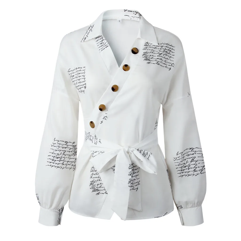 Elegant Letter Women Blouse Shirts Vintage Retro Peplum White V Neck Female Blouses Puff Sleeve OL Top Blouse Casual Blusa Mujer
