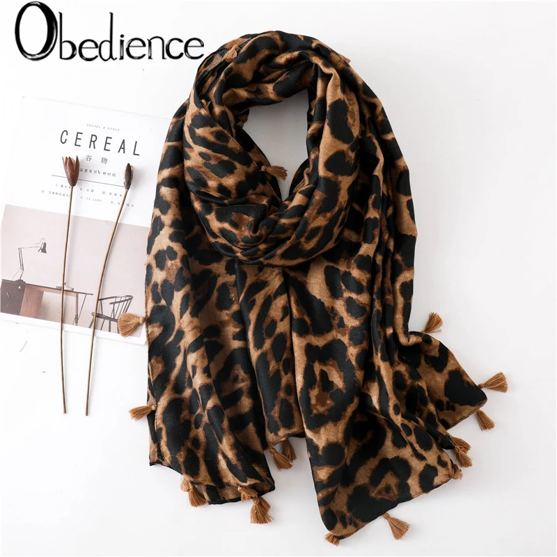 

2019 Pop Women Leopard Print Scarf 180*90cm Leopard Stole Thin Cotton Warm wraps foulard femme cachecol Spring and autumn
