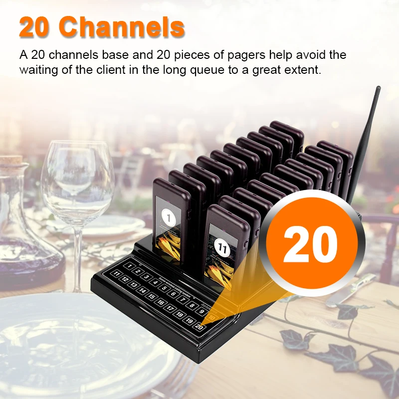 Retekess T111 Pager For Restaurant Wireless Pager Calling System 20 Coaster Buzzers Beepers For Cafe Bar Food Truck Hotel
