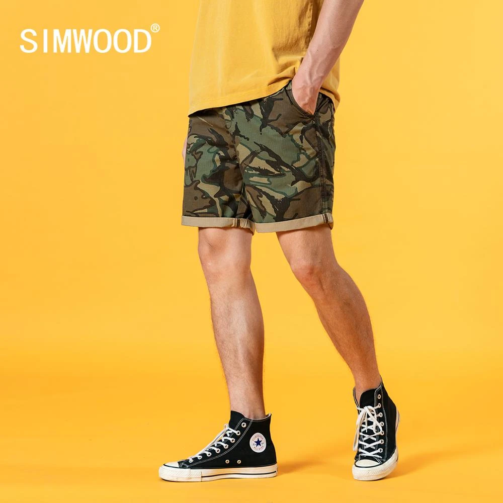 SIMWOOD pantalones vaqueros hombre, 2022 algodón, estampado de camuflaje, con cordón, militar, talla grande, 100%|Pantalones cortos| - AliExpress
