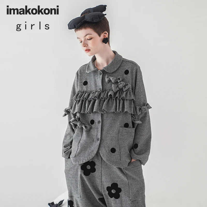 Imakokoni ломаную клетку костюм куртка оригинального дизайна свободные и тонкие с