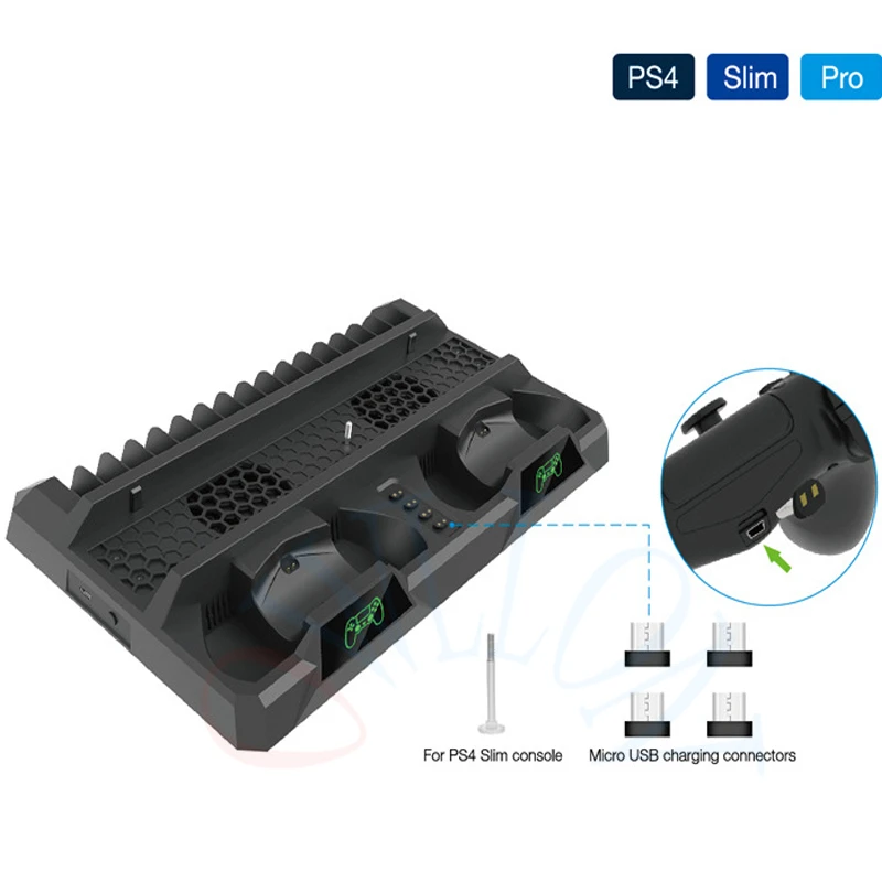 Новинка для PS4/Pro/тонкая консольная стойка контроллер охлаждающего вентилятора зарядное устройство зарядная док-станция для хранения игр для PS4 аксессуары