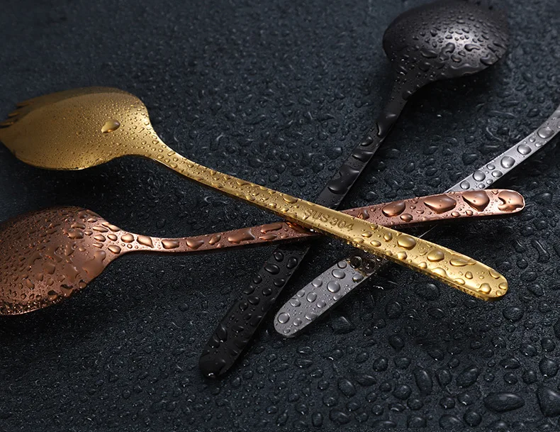 304 Stainless Steel Western Food Dual Purpose Fork Spoon Sub-Creative Salad Instant Noodles Spoon Fork Noodles Salad Fork One-pi
