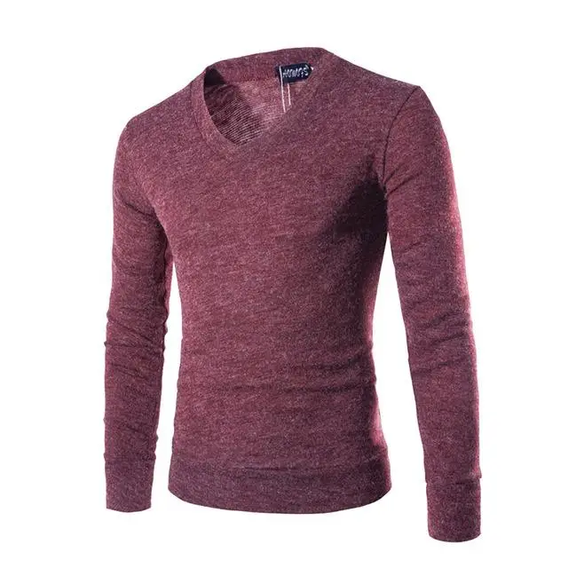 Wine red Новинка года. Импортные товары. Мужские Леггинсы. Высококачественные мужские леггинсы из натуральной шерсти с кроликом. Универсальный свитер с v-образным вырезом. Тренд - Цвет: Wine red