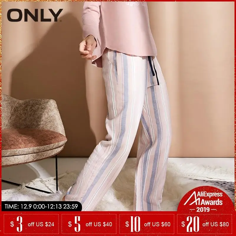 Ceny Tylko damskie spodnie Homewear luźny krój cienkie paski spodnie od piżamy | 118414504