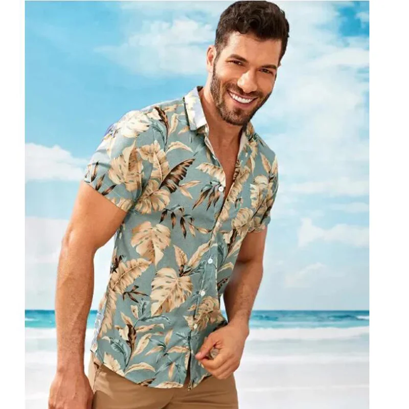 

MODA VELOCE Mens Hawaiian Shirts Men Short Sleeve 2020 Summer Men Shirts Cotton 2019