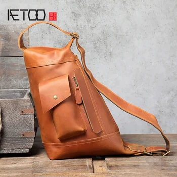 

AETOO Personalized Crazy Horse Leather Men's Shoulder Bag, Genuine Leather Crossbody Bag, First Layer Cowhide Chest Bag