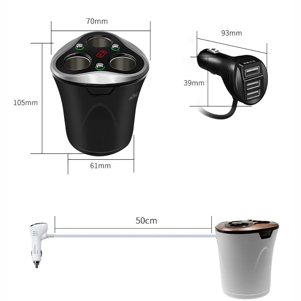 3 в 1 адаптер для прикуривателя автомобиля зарядное устройство 12 V-40 V Многофункциональный чашки телефон USB Автомобильное зарядное устройство быстрой зарядки Allume-сигареты
