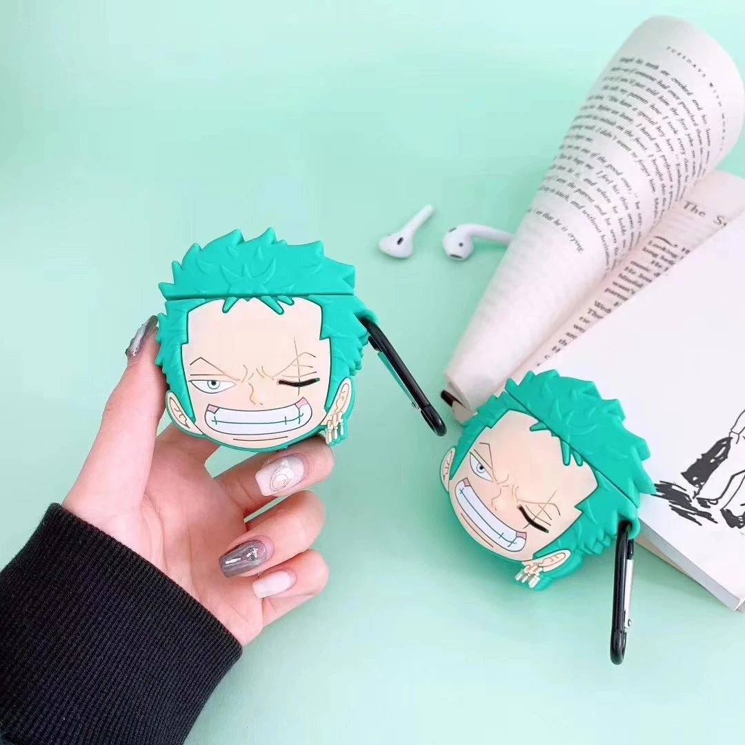 

Bluetooth Earphone Case for Airpods Cute Protective Cover for Airpods 2 Accessories with Keychain 3D Design One Piece Zoro