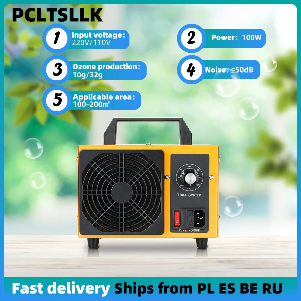 PCLTSLLK 32g Ozone Generator 220V Air Purifier Machine With Timing Controller  Disinfection Sterilization Cleaning Formaldehyde