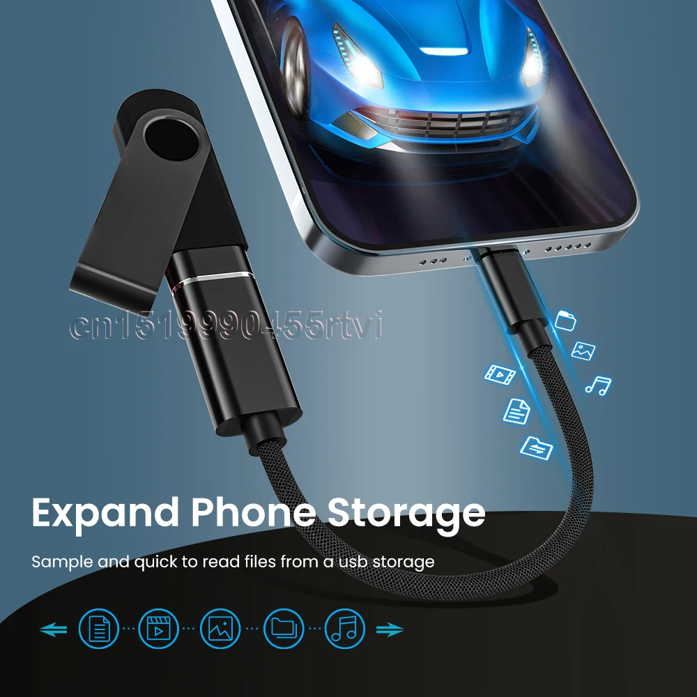 Cavo adattatore OTG da 8 pin a USB 3.0 per iPhone 13 12 11 Pro Max Xs XR 7 8 Plus iPad per iOS 13 e versioni successive per mouse, fotocamera, lettore di schede_voghion.com