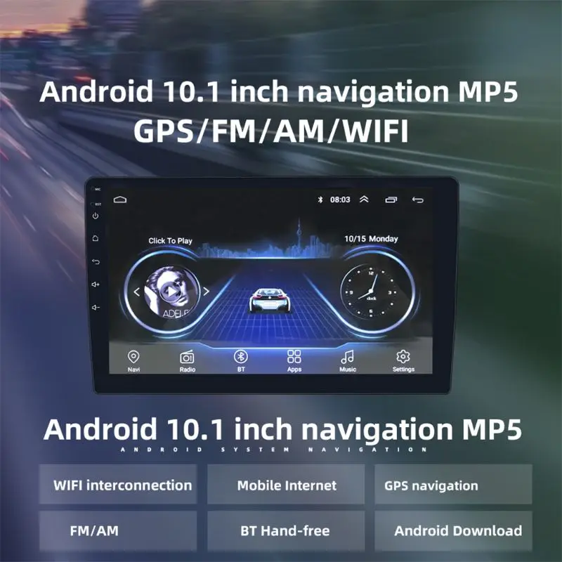 2 Din автомагнитола 10,1 дюймов Hd Автомобильный Mp5 мультимедийный плеер Android 8,1 автомагнитола Gps