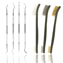 7Pcs Gun Cleaning Brushes Picks Kit Set Brass Steel Nylon Double Ended Gun Cleaning Brushes Stainless Steel Pick Set Brass Steel