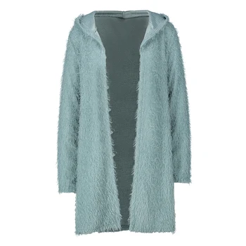 

Fashion Sweater Women Long Sleeve Hooded Fluffy Knitted Cardigan Women Sweater Coat 2019 Autumn Winter Long Casual Jacket