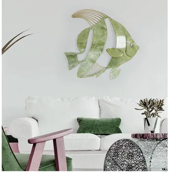 

Simple Modern Wrought Iron Single Sea Fish Wall Hanging Pendant Home Livingroom Wall Mural Decoration Porch Wall Sticker Crafts