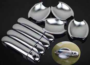 

For Nissan Versa / Tiida / Latio 2007 2008 2009 2010 2011 2012 Chrome Car Door Handle Cover + Cup Bowl With Smart Entry Buttons