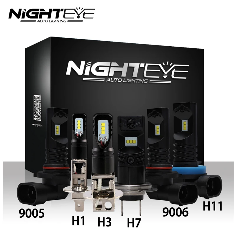 

NIGHTEYE Car LED Fog Light Bulbs 160W 1600LM 6000K Fog Lamp H1 H3 H7 H11 9005/HB3 9006/HB4 Auto Driving Fog Lights CSP Led Chip