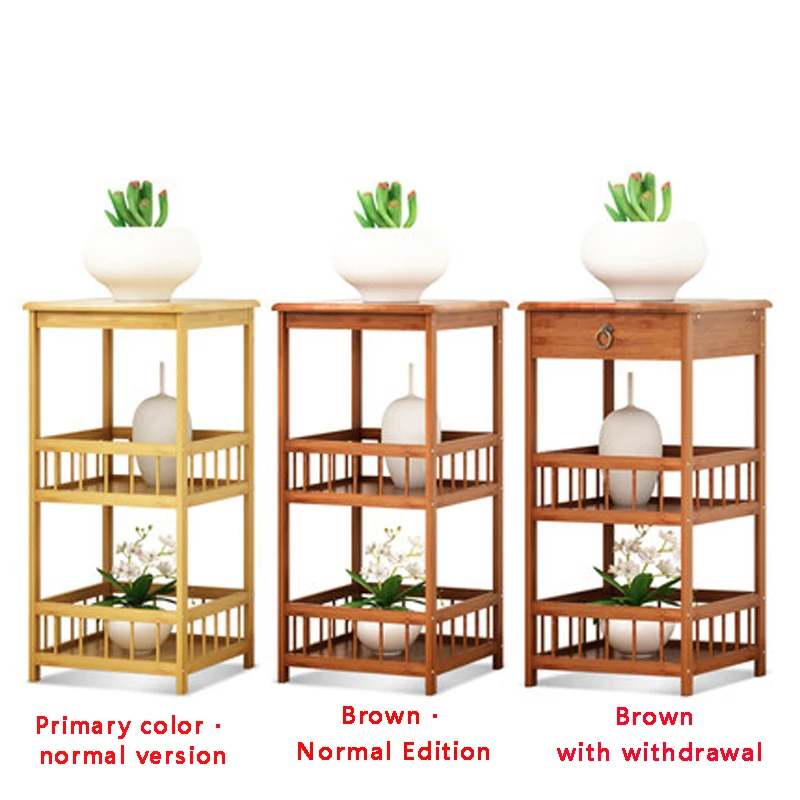 Bamboo flower shelf solid wood multi-story living room indoor landing simple flower table flower several fish tank shelf