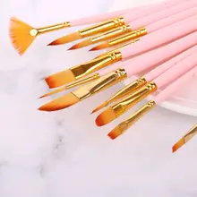 12 шт., кисти для рисования, тонкие нейлоновые волосы, Круглые, filber Angel, плоские Кисти для краски, инструменты