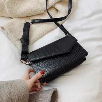 

High quality women's bag new fashion women's simple one shoulder messenger retro small square bag in autumn and winter 2019