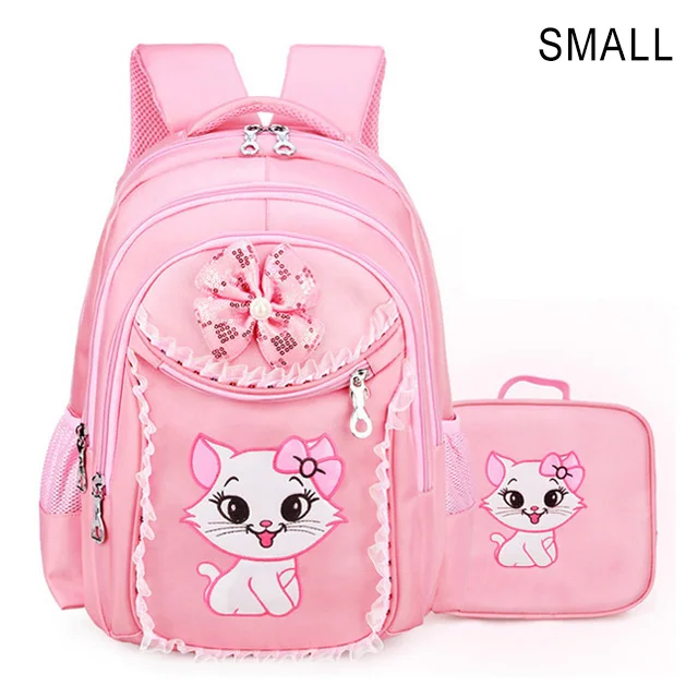 Pink-S-Set Портфолио детские школьные рюкзаки для девочек с изображением кота из мультфильма и ранцы основной Школьный рюкзак, набор наряды для маленьких принцесс Рюкзак Mochila - Цвет: Pink-S-Set
