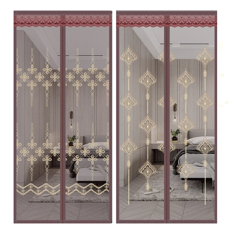 Magnetic Screen Door Auto Snap Shut 35x82 with Full Frame Velcro Anti Mosquito and Insect Easy Go Through Screen Door Mesh Black