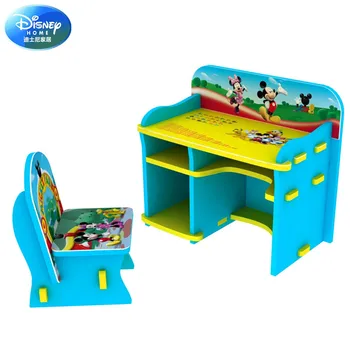 

Disney Children Secretary Desk And Chairs Set Mickey Minnie Cartoon EVA Green Pro-environment Desk Kids Study Model Toy M4697
