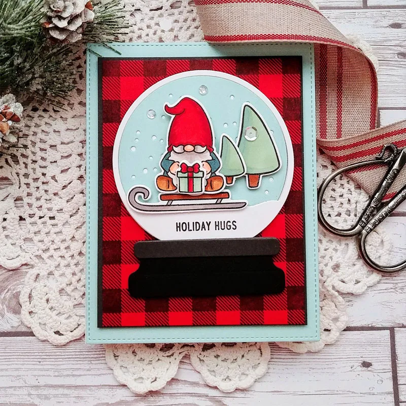 Рождество Санта Клаус дерево тег круглая рамка металлические режущие штампы для скрапбукинга и изготовления открыток новые высечки