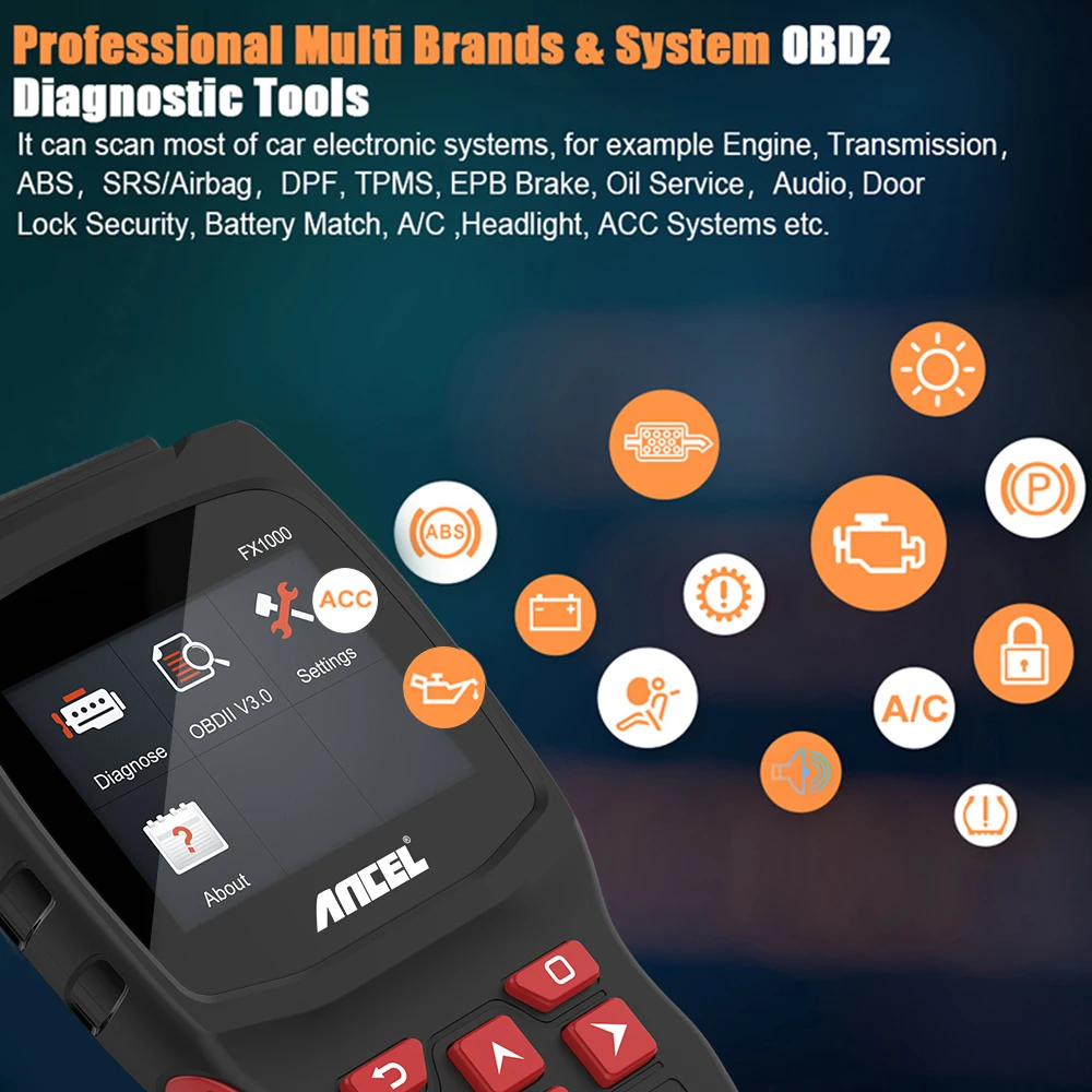 Автомобильный диагностический инструмент Ancel FX1000 Obd2 сканер ABS SRS DPF SAS EPB сброс