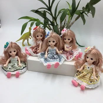 

1/12 BJD Doll 13 Joint Movable 3D Eyes 16CM Key School Bag Button Toy Accessories mini Cute Fashion Suit Doll DIY Nude Girl Toy