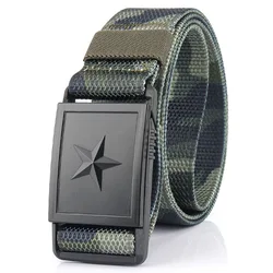 Novo pentagrama fivela magnética militar cinto tático ao ar livre durável confortável nylon cinto jeans masculino ajustável de alta qualidade