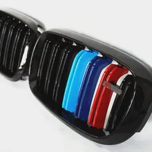 1 пара глянцевый черный м цвет автомобиля Передняя решетка для BMW X5 F15 X6 F16 X4 F26 X3 F25 двойные рейки решетки