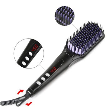 

Professional Hair Straightener Brush Anti-Static Flat Iron Hair Styling PTC Ceramic Heating Hair Straightening Brush