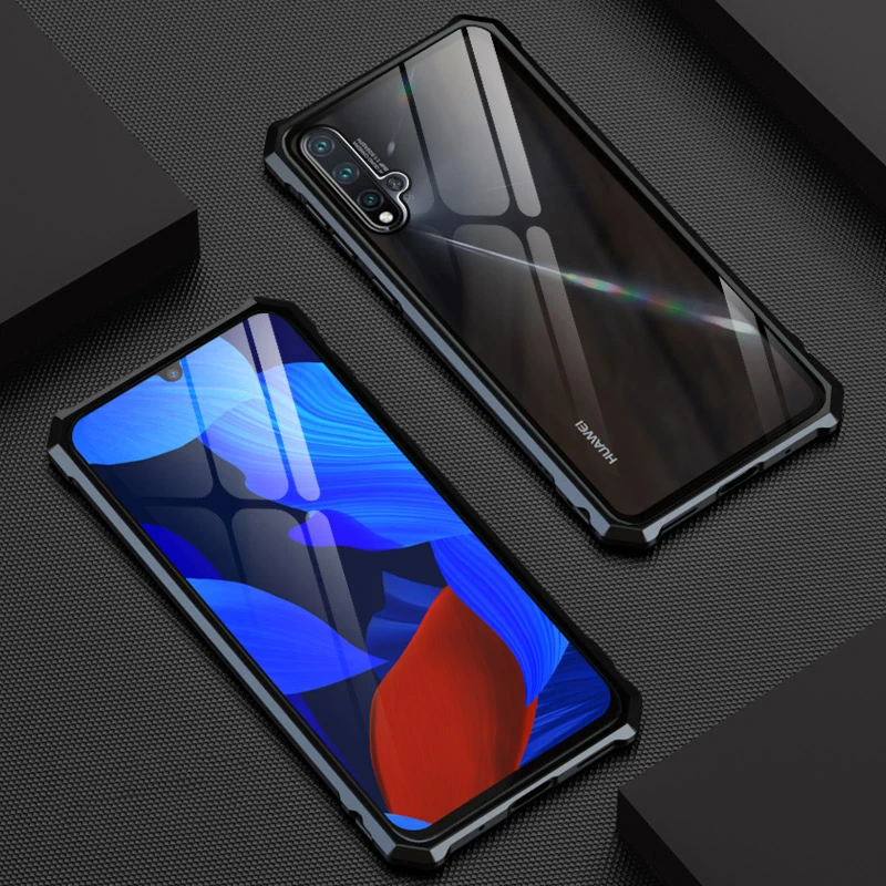Тонкий нескользящий ромб Алюминиевый металлический чехол для телефона huawei Nova 5 Pro 5i роскошный чехол из закаленного стекла для huawei Nova 5