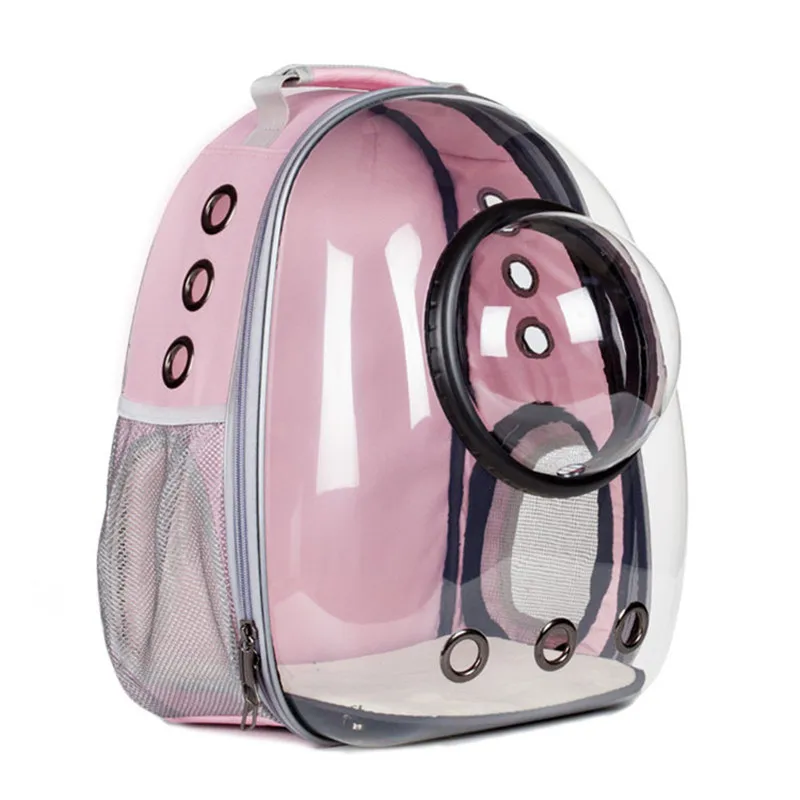 Прозрачные pet рюкзак-переноска для собак - Цвет: Pink